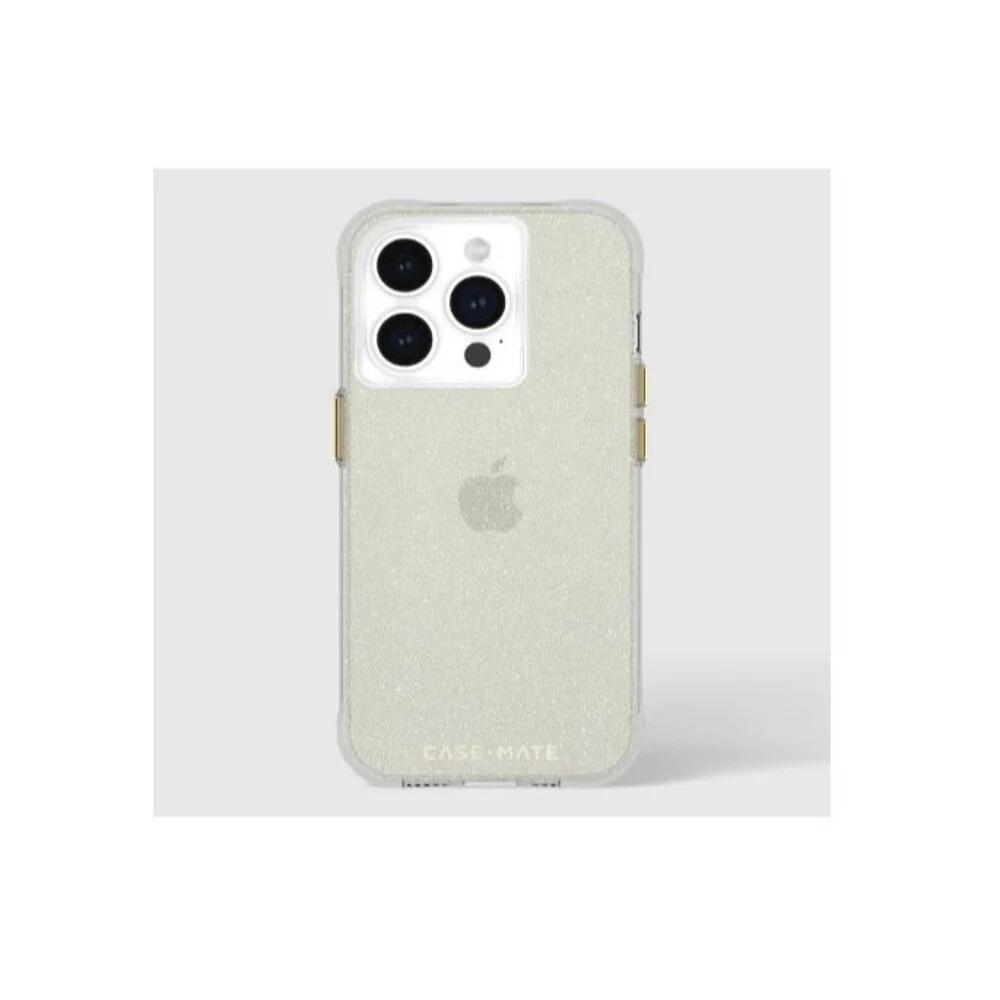 Case Mate iPhone 15 Pro Case Sheer Crystal Champagne Gold Wireless Charging 6.1